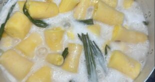 khoai mì luộc nước cốt dừa